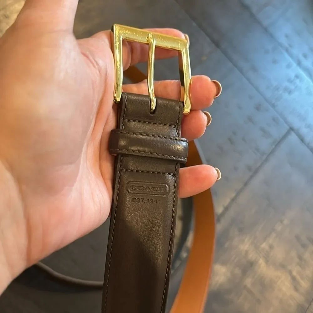 Men’s Coach Brown Gold 38” 95cm Leather Belt Classic​​​​​​​​​​​​​​​​​​​​​